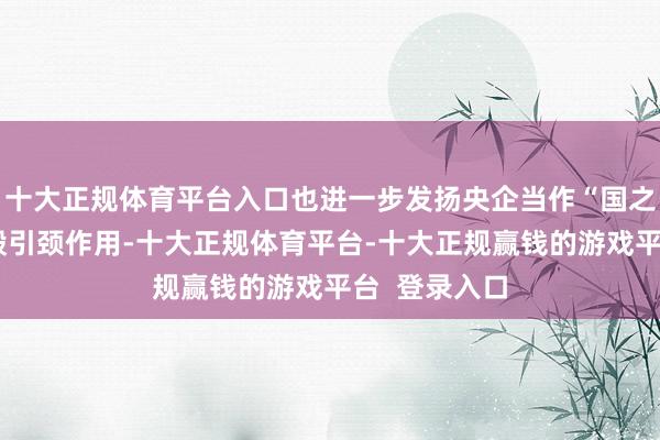 十大正规体育平台入口也进一步发扬央企当作“国之重器”的刚毅引颈作用-十大正规体育平台-十大正规赢钱的游戏平台  登录入口